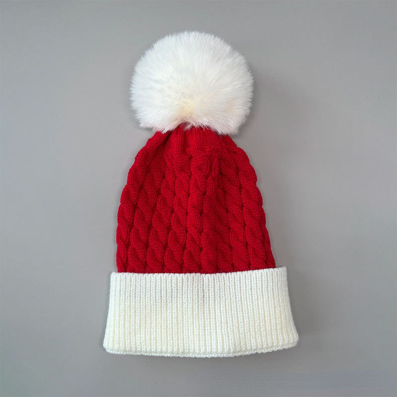 欧米のクリスマス帽毛糸帽秋冬保温毛玉帽子Merry Christmas Bell Hat|undefined