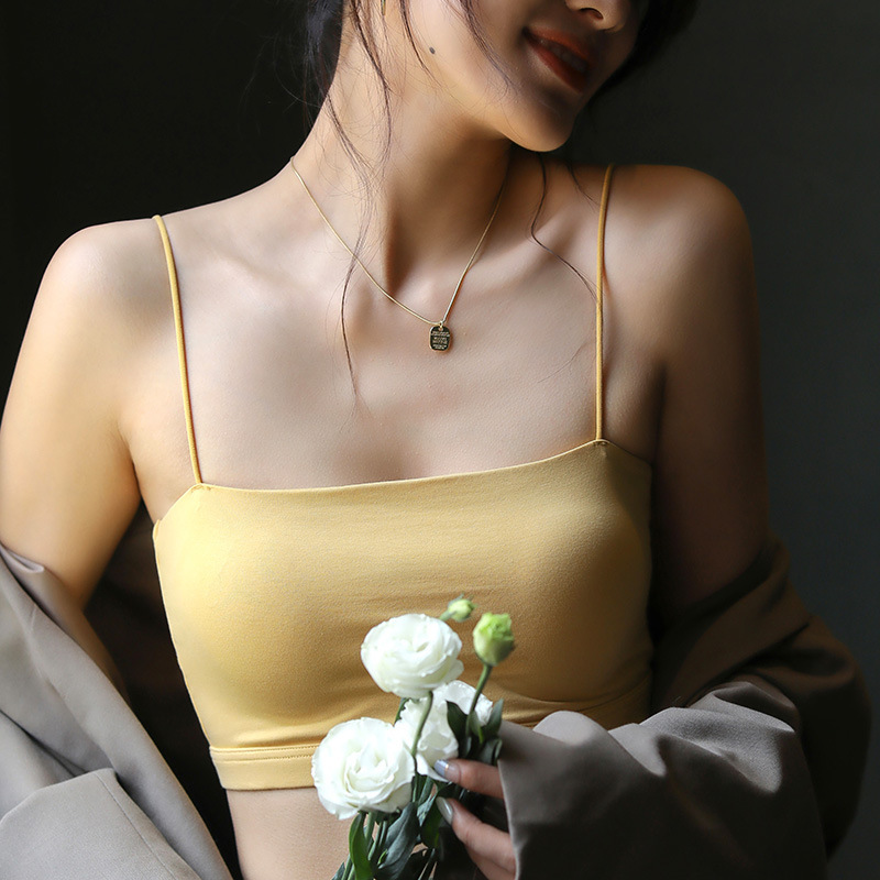 Navel-Baring Summer Short Camisole with Beautiful Back Design, White Inner Top for Women, Off-Shoulder Seamless New Style