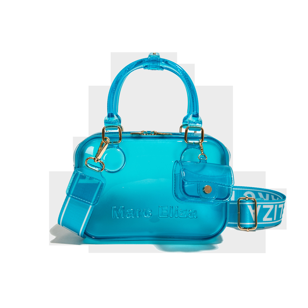 Borsa a tracolla da donna in PVC trasparente effetto gelatina, stile New Forest, moda, con lettera, monospalla, trendy._voghion.com