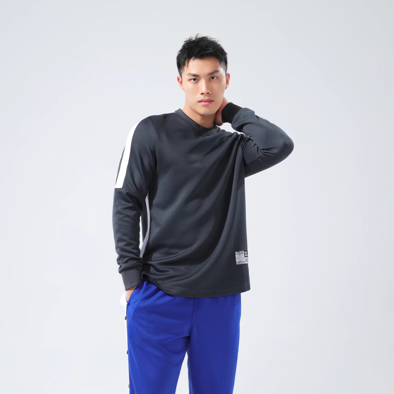 American Trendy Fitness Lange mouwen Heren Basketbal Hardlopen Eenvoudig en Los Veelzijdig Strijkijzer Kleding Sportbroek_voghion.com