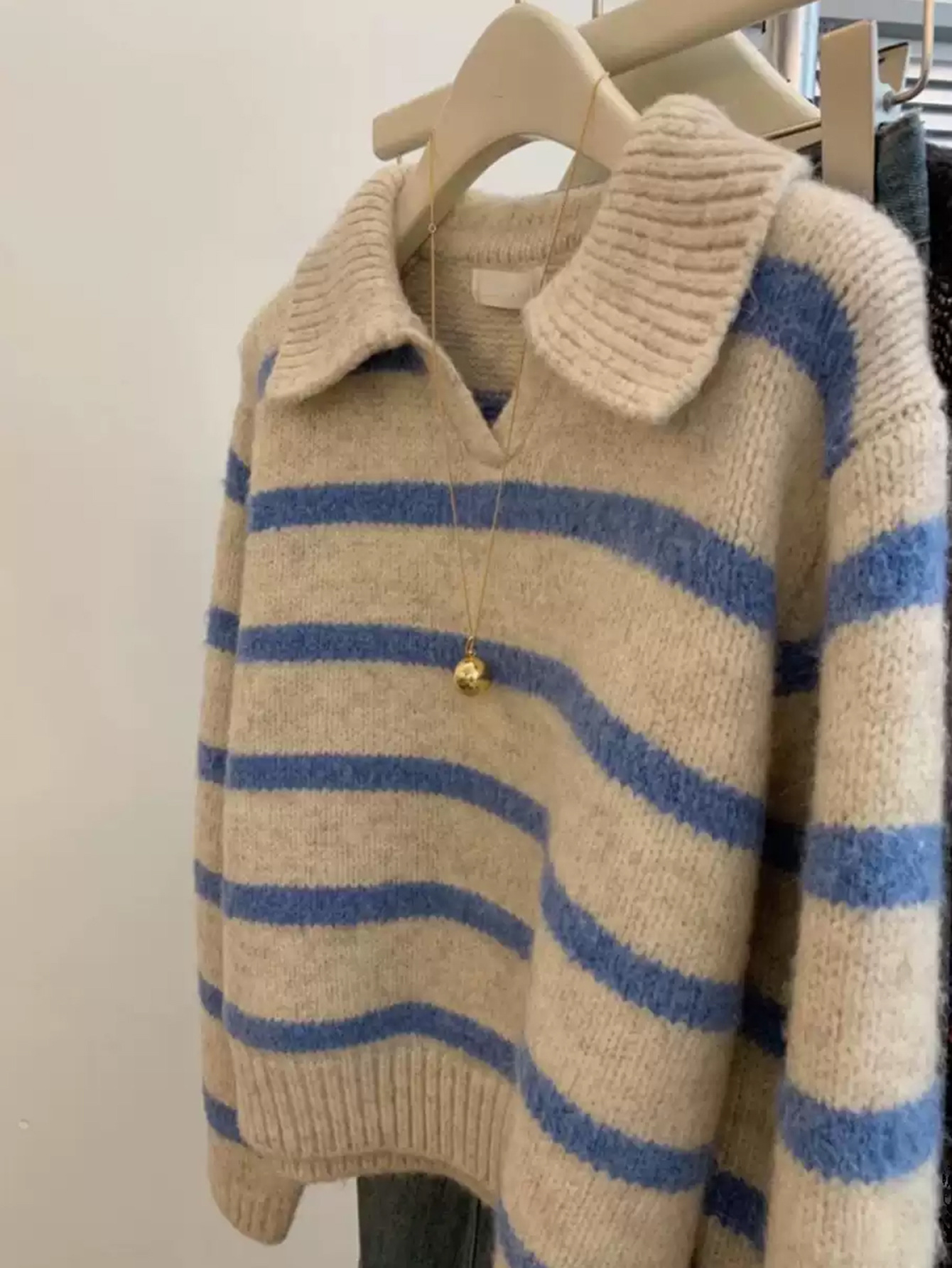 Kaikuo transfronterizo de moda europea y americana de lana de manga larga rayas polo suéter de cuello de mujer otoño y invierno 2025