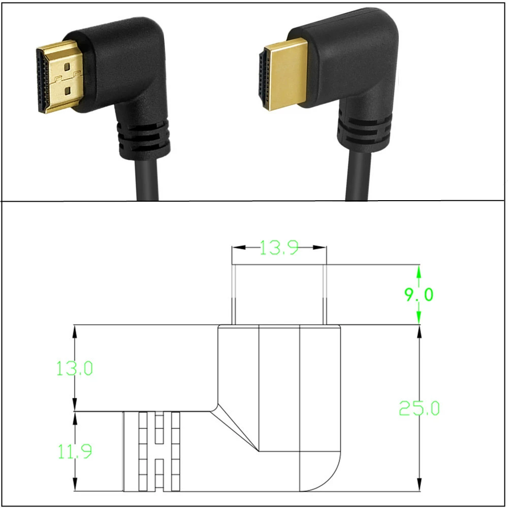 2.0 версия HDMI HD Line Link ТВ соединительный кабель данных 4K*2K 60Hz справа налево 15см;