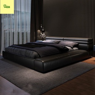 Modern Minimalist Italian Minimalist Leather Art Bed Master Bedroom Double Bed Nordic Light Luxury Soft Leather Technology Cloth Bed