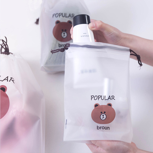 Small fresh transparent drawstring pocket travel storage bag waterproof travel clothes storage bag organizing and packaging bag