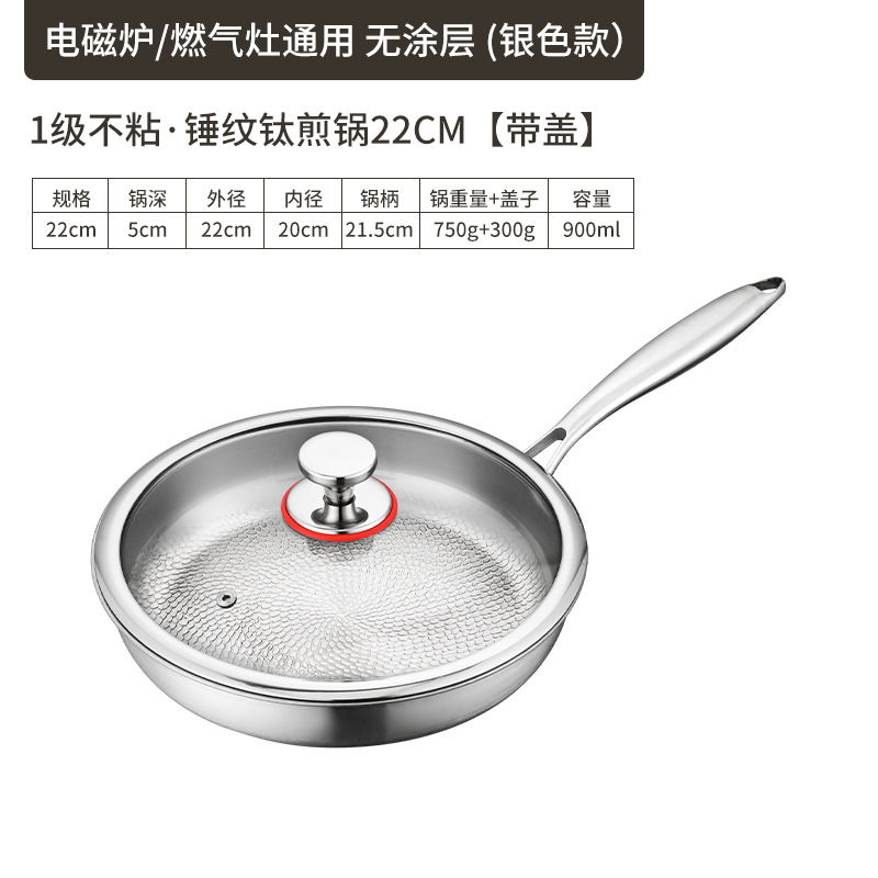 커버 포함 22cm [티타늄 0 코팅, 해머 패턴이 더 달라붙지 않음]