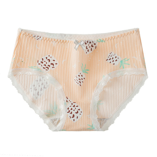 New style floral lace girls' underwear breathable cotton crotch comfortable mid-waist girls' briefs wholesale