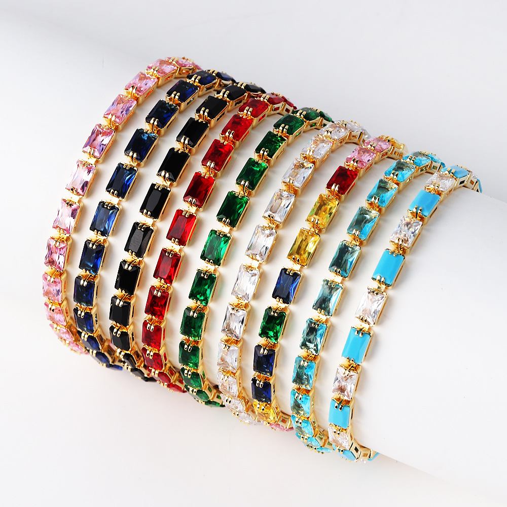 13g Weight Copper Inlay Geometric Zircon Bracelets