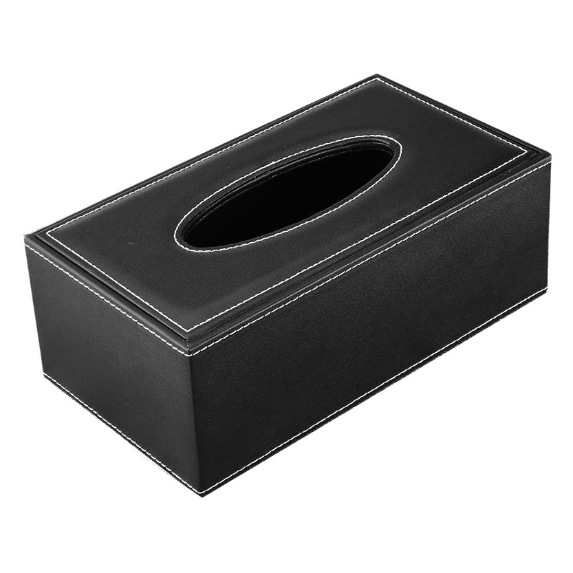 Orden Caja de pañuelos grande de cuero negro simple hotel sala de estar hogar caja de pañuelos universal caja de pañuelos de publicidad