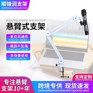 Cross-Border Clip-On Microphone Cantilever Bracket Multi-Functional Foldable Metal Live Broadcast Bracket Microphone Bracket Wholesale