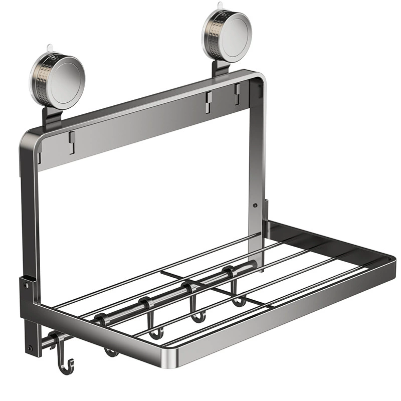 Кухонная полка для приготовления пищи с присоской многослойная полка для гарниров настенная без сверления многофункциональная складная полка для хранения пищи