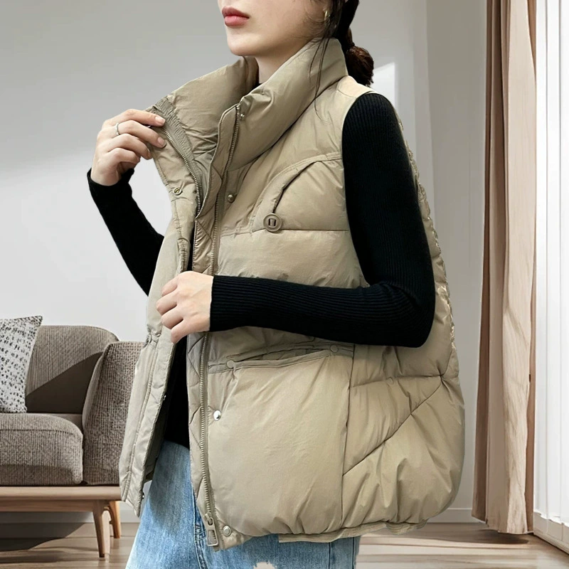 Женский короткий пуховик зимний в корейском стиле, новый жилет на утином пуху