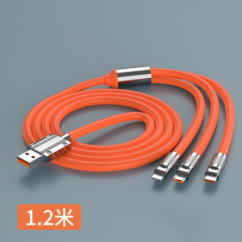 Cable de datos del cliente de la máquina tres en uno cable de carga un arrastre tres 120W cable friki de carga súper rápida adecuado para TYPE-C