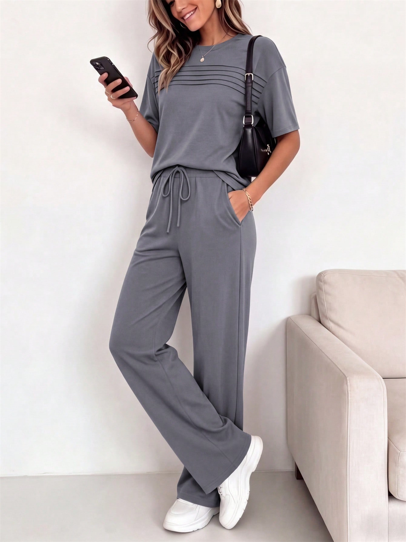 Women's Clothing Women's Spring/Summer Short-Sleeved Two Piece Set Fashion Trendy Casual Goods For Formal & Casual For Women_ecoleips.com