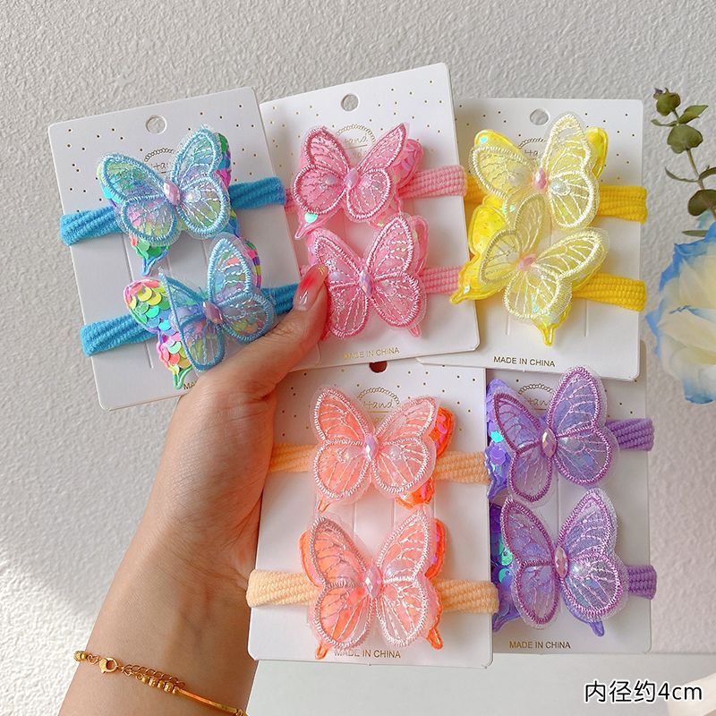 Children's Korean-style Cute Sequin Butterfly Hair Ring Girls' Sweet Hair Rope Little Girl's Hair Rope Towel Ring Hair Accessories