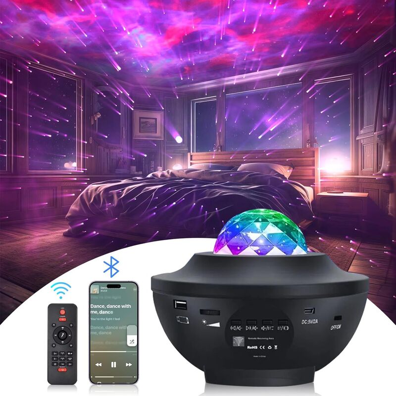 Cross-Border Starry Sky Laser Starry Sky Projection Lamp Atmosphere Lamp Bluetooth Music USB Flame Bowl Water Pattern Lamp Night Light