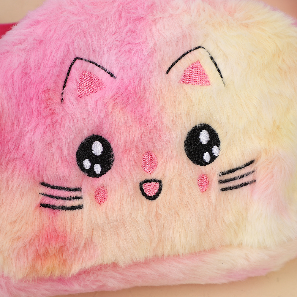 Nuevo cross-border atado teñido creativo ojo grande felino peluche bordado mochila de hombro de dibujos animados para niños lindo bolsa de almacenamiento