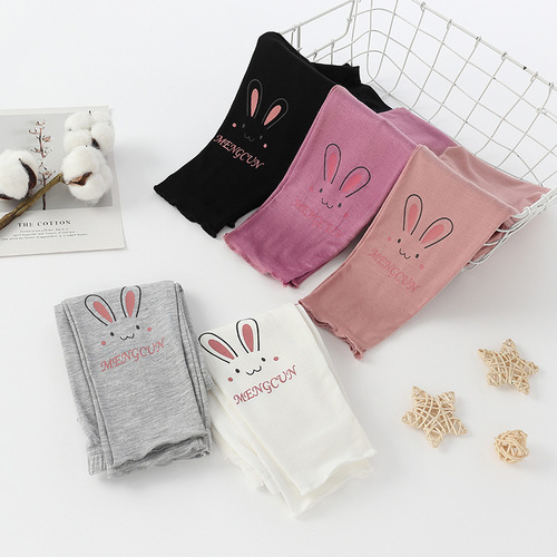 2025 Spring Thinner Girl Child Modal Leggings for Young Children Cute Mushroom Edge Elastic 9/10 Pants