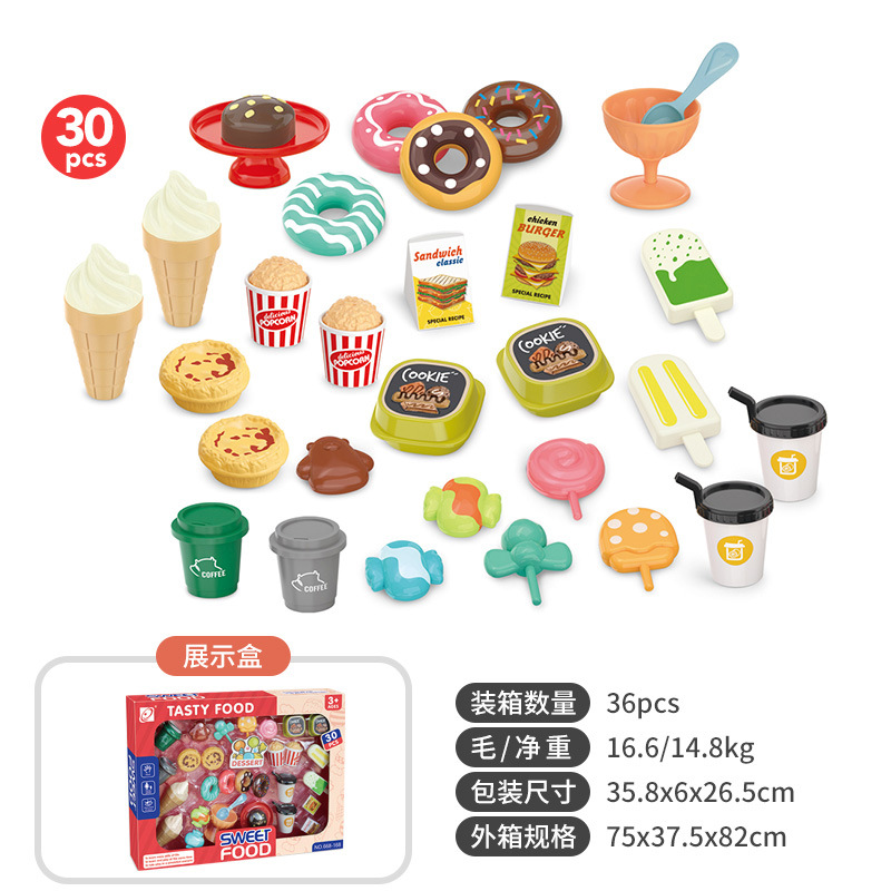 Juego de juguetes de juegos para niños, juegos de simulación de comida para niños y niñas, juegos de hogar, hamburguesas de sushi, postres de barbacoa