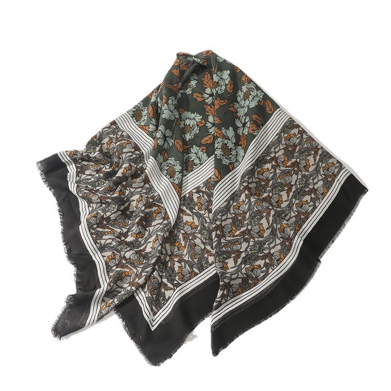 2023 primavera y verano nuevo boceto pintura algodón y lino sensación bufanda cuadrada 135cm viaje Toalla de playa protección solar sombrilla chal