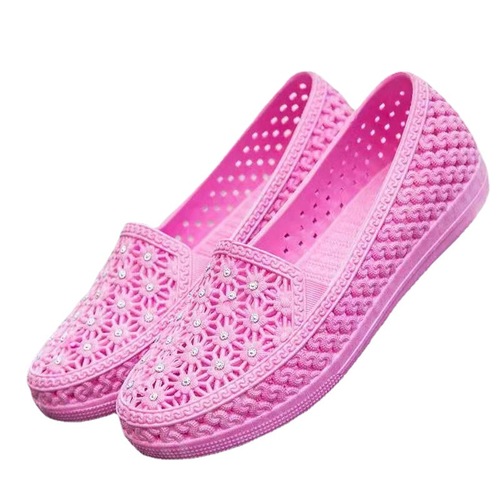 Summer Beach Shoes Hole Women's Shoes Women's  Flat Crystal Diamond Mom Thick Sole Sandals Wholesale Sandals