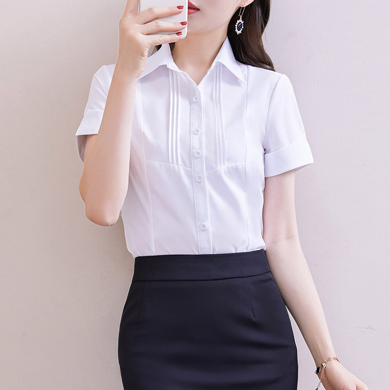 112 White Shirt Professional Formal Wear Plus-Size Suit Summer Plus-Size 100kg Women's Clothing Suitable for Plus-Size Slimming Shirt