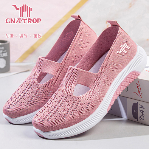 Feiwei mesh breathable women's shoes lazy slip-on mom's shoes flat casual non-slip soft-soled sneakers