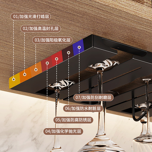 Stainless steel wine glass rack upside down goblet storage drain rack home light luxury ornaments kitchen hanging gun ash