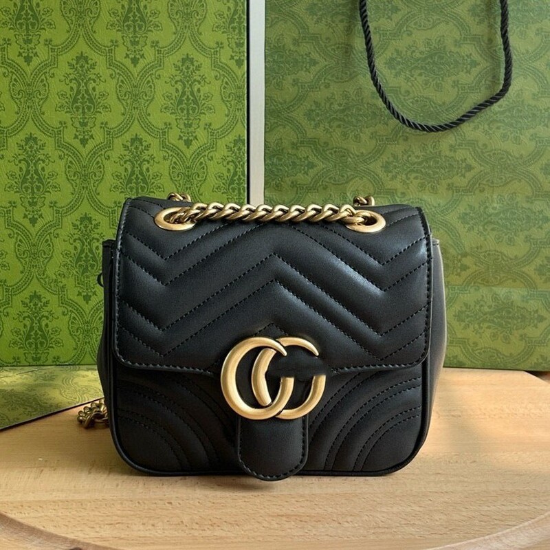 2025 Marmont Classic Double-G Square Mini Chain Bag Crossbody Shoulder Bag for Women Retro Style Small Square Bag