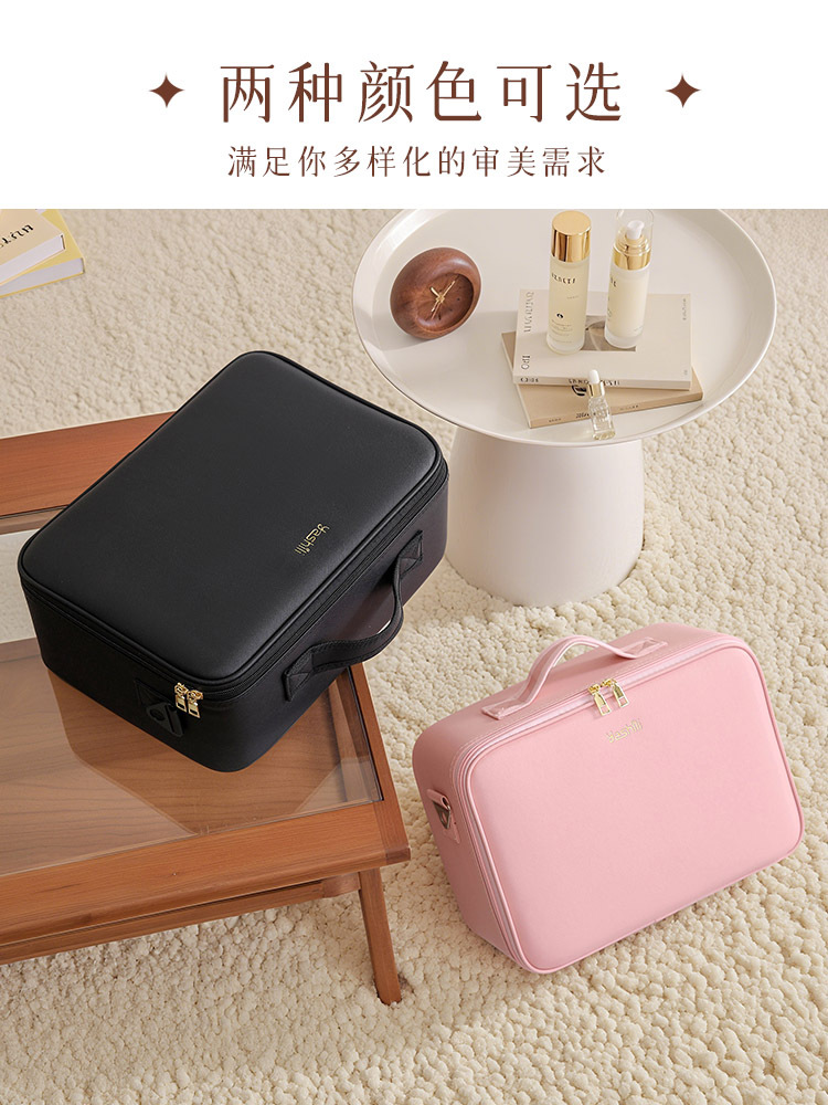 Maquillaje de belleza maquillaje de color red con lámpara caja de maquillaje con espejo bolsas de maquillaje LED portátiles caja de almacenamiento de gran capacidad