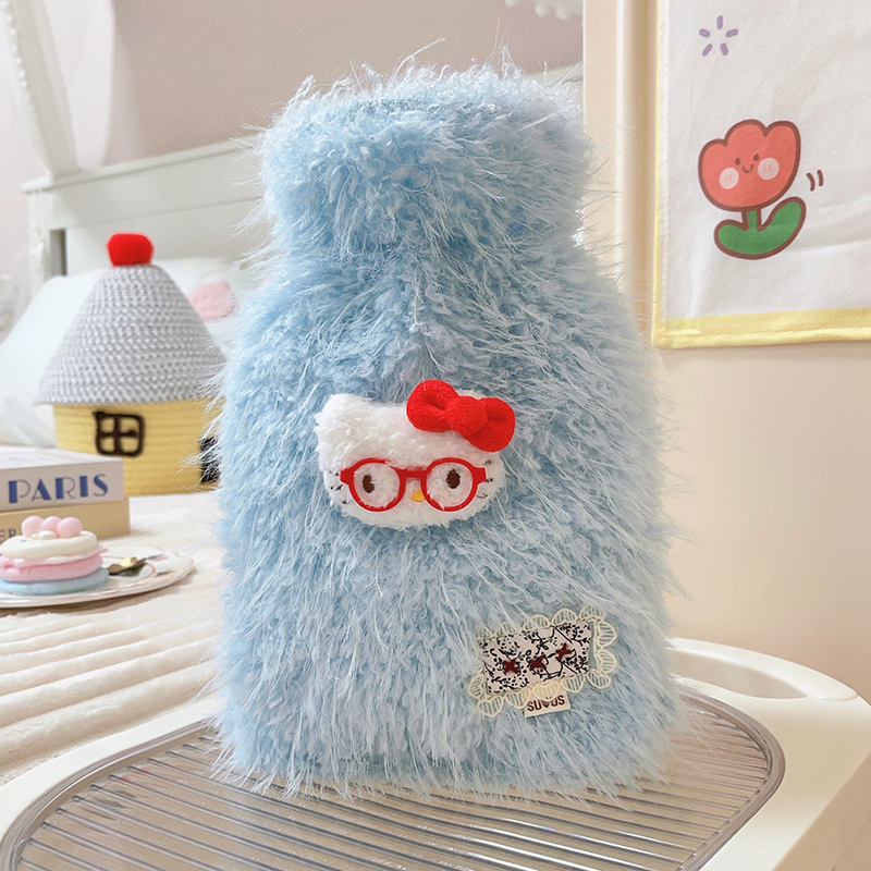 Cartoon lindo bolsas de agua caliente de peluche de invierno para mujeres más bolsas de mano calientes de peluche inyección de agua caliente abdomen caliente bolsa de agua caliente