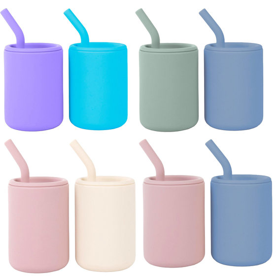 210ml Silicone Drinking Cup Baby with Lid Straw Cup Baby Food Grade Children's Drop Resistant Drinking Cup