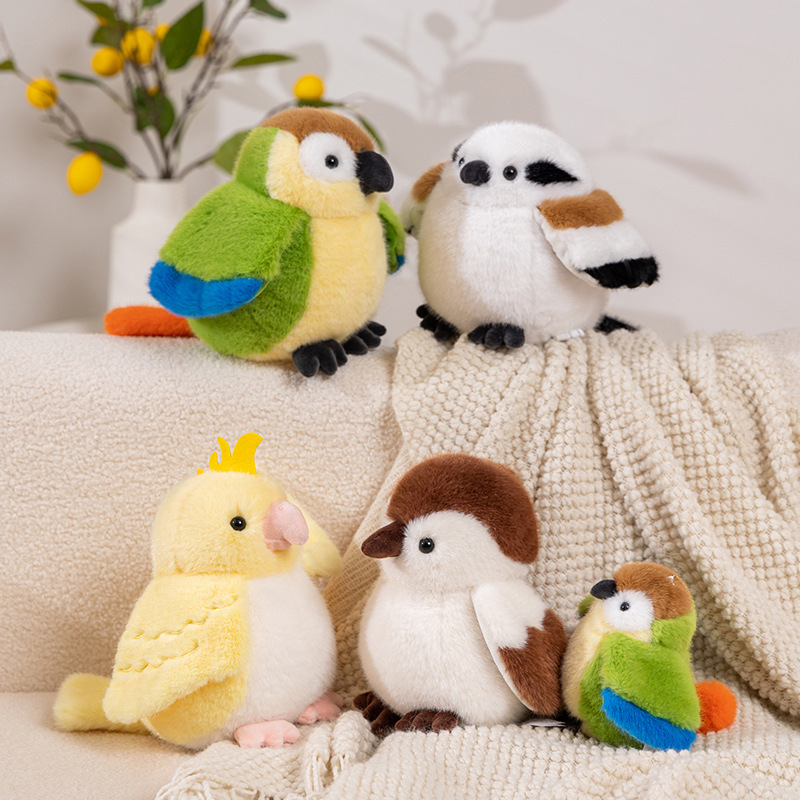 Simulated Tree Hole Bird Cockatiel Pendant Plush Toy Sparrow Finch Doll Stuffed Animal Wholesale