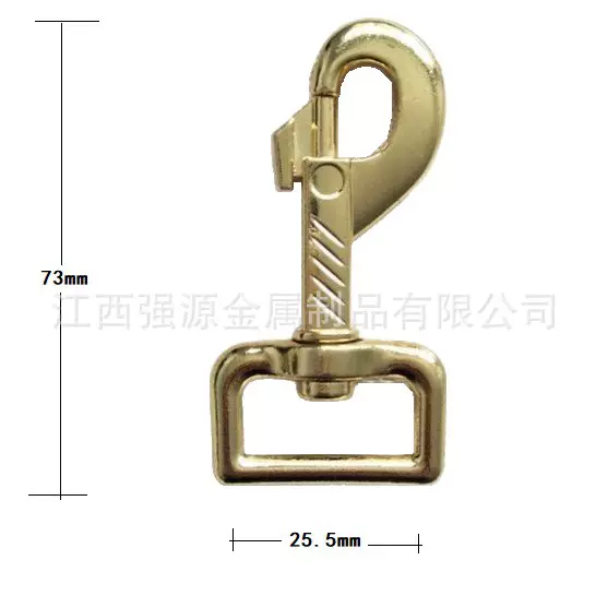 锌合金金色花纹狗扣宠物牵引绳钩子 宠物带弹簧卡扣 黄铜色万向勾