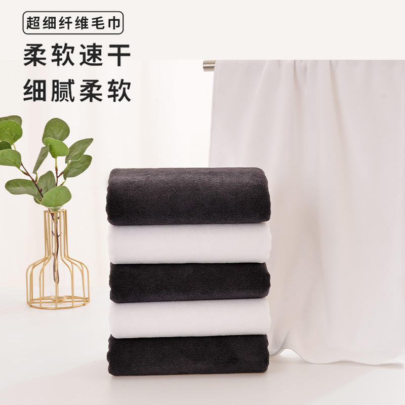 Venta al por mayor de microfibra peluquería salón de belleza hogar diario cara toalla gruesa toalla de baño impreso bordado LOGO