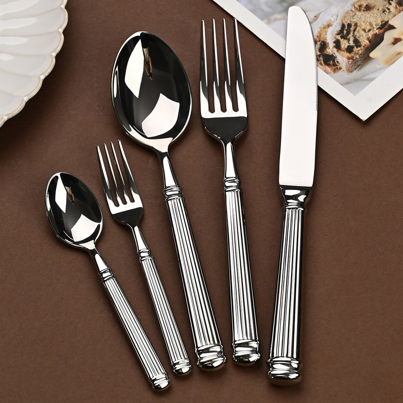 Forged Roman column 304 stainless steel tableware high-end solid restaurant Western tableware Steak House hotel knife, fork and spoon