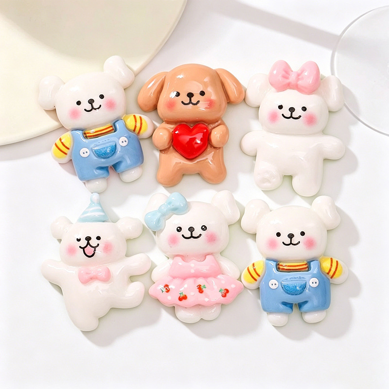 Cartoon Puppy Handmade DIY Cream Glue Resin Small Accessories Hairpin Shoe Buckle Phone Case Keychain Decoration