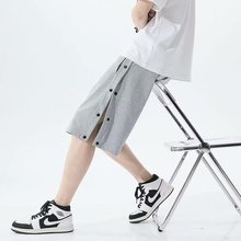 全开排扣短裤男夏季韩版ins潮牌外穿宽松休闲裤情侣款运动五分裤