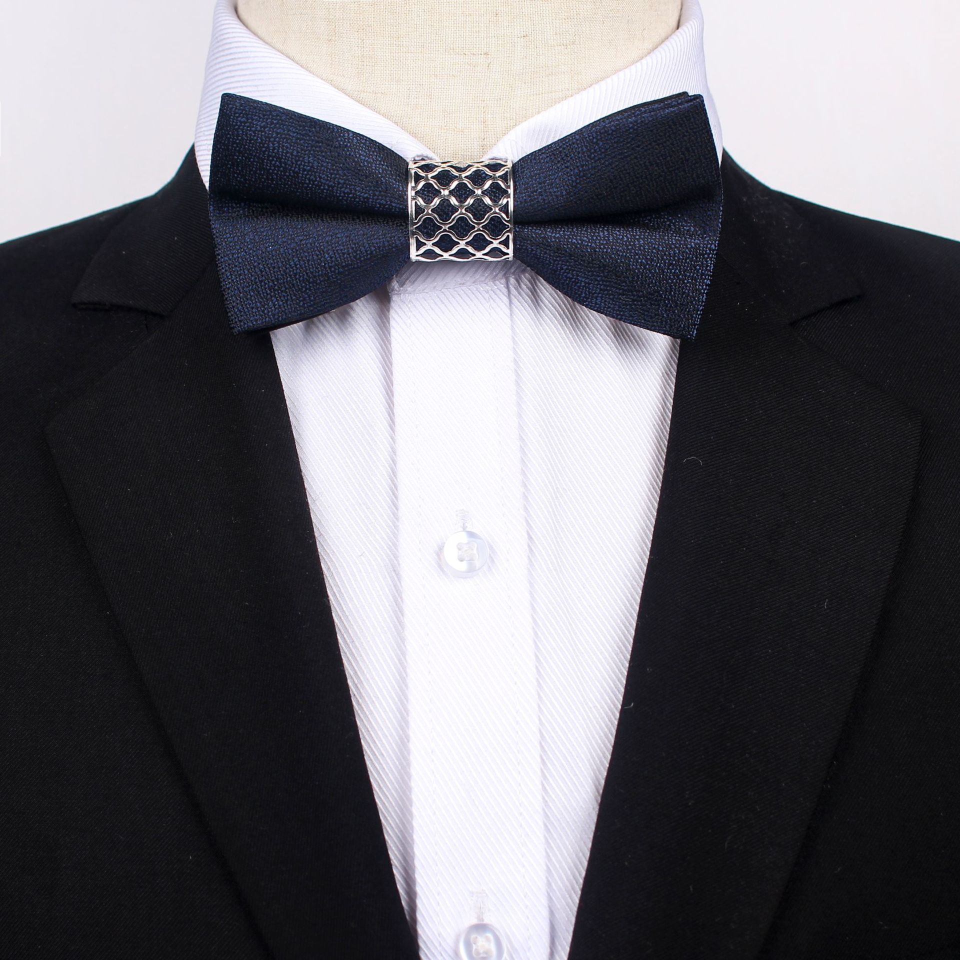 Metal bow tie with bow, suit