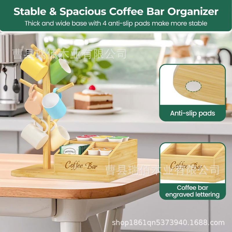 竹マグコーヒーカプセルカップホルダーティールームツリー型コーヒーカップ排水ラック竹コーヒーカップ収納ラック|undefined
