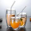 High borosilized glass double -layer cup insulation dessert cup with lid coffee cup home fruit juice Cocala cup