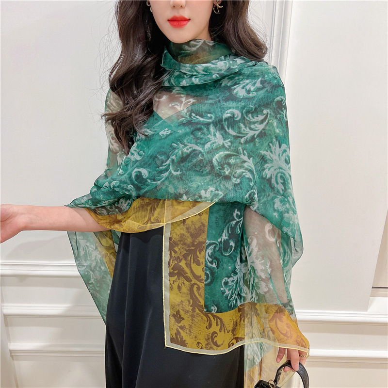 2023 Wiosna/Lato Nowy Duży Rozmiar Yunjin Yarn Szalik dla Kobiet Mody Uniwersalny Urok Szal Szalik Plażowy z Filtrem Przeciwsłonecznym_voghion.com