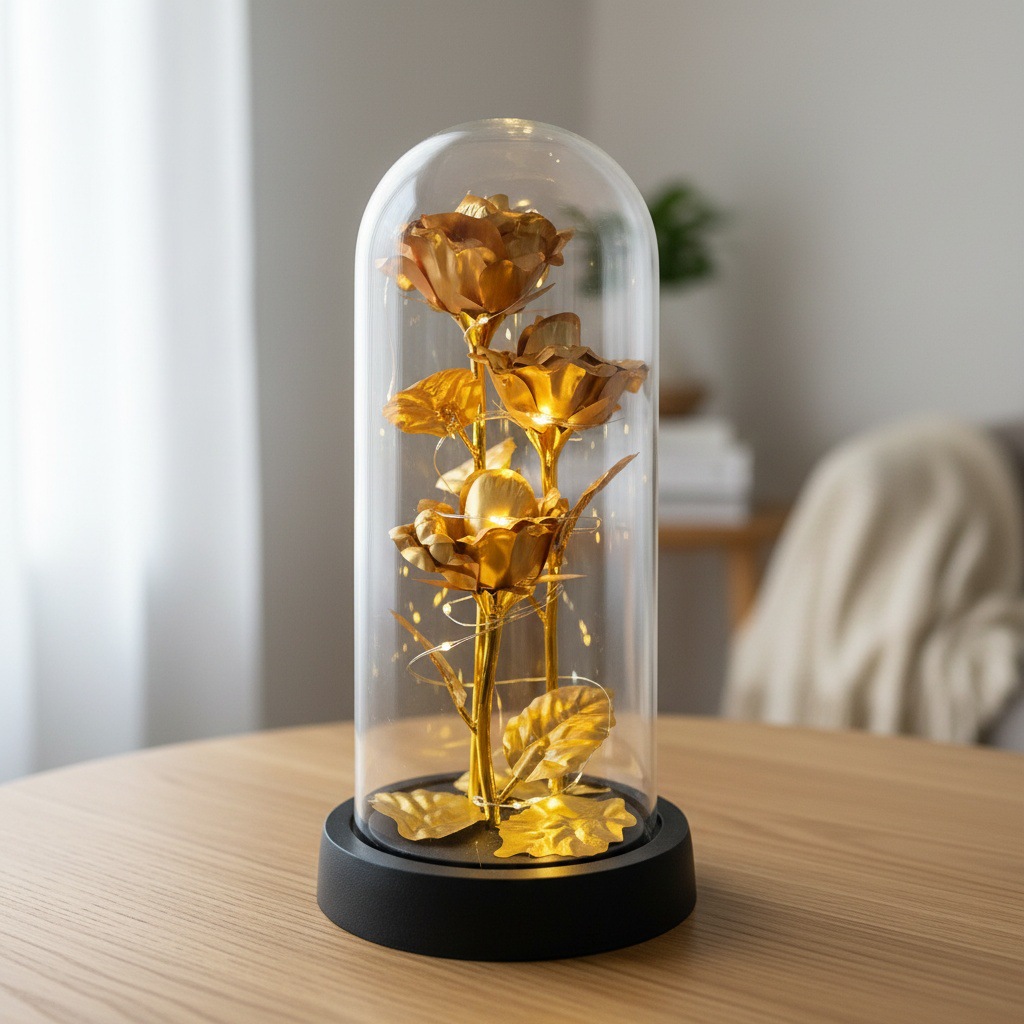 3 flores doradas de flores eternas regalos del Día de la Madre Qiuxi decorativos de mesa ramo de flores regalos del Día de San Valentín transfronterizos