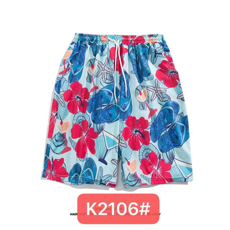 Pantalones de playa de los hombres retro de la pareja Vacaciones de aguas termales anti-vergüenza quinto pantalones ropa exterior pantalones cortos de playa de verano hombres