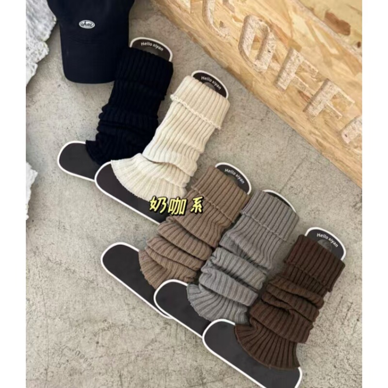 2025 Autumn/Winter New Women's Sock Covers, Slouchy Socks, Warm Solid Color Knitted Leg Warmers, Trendy Socks, Fashionable and Versatile Style