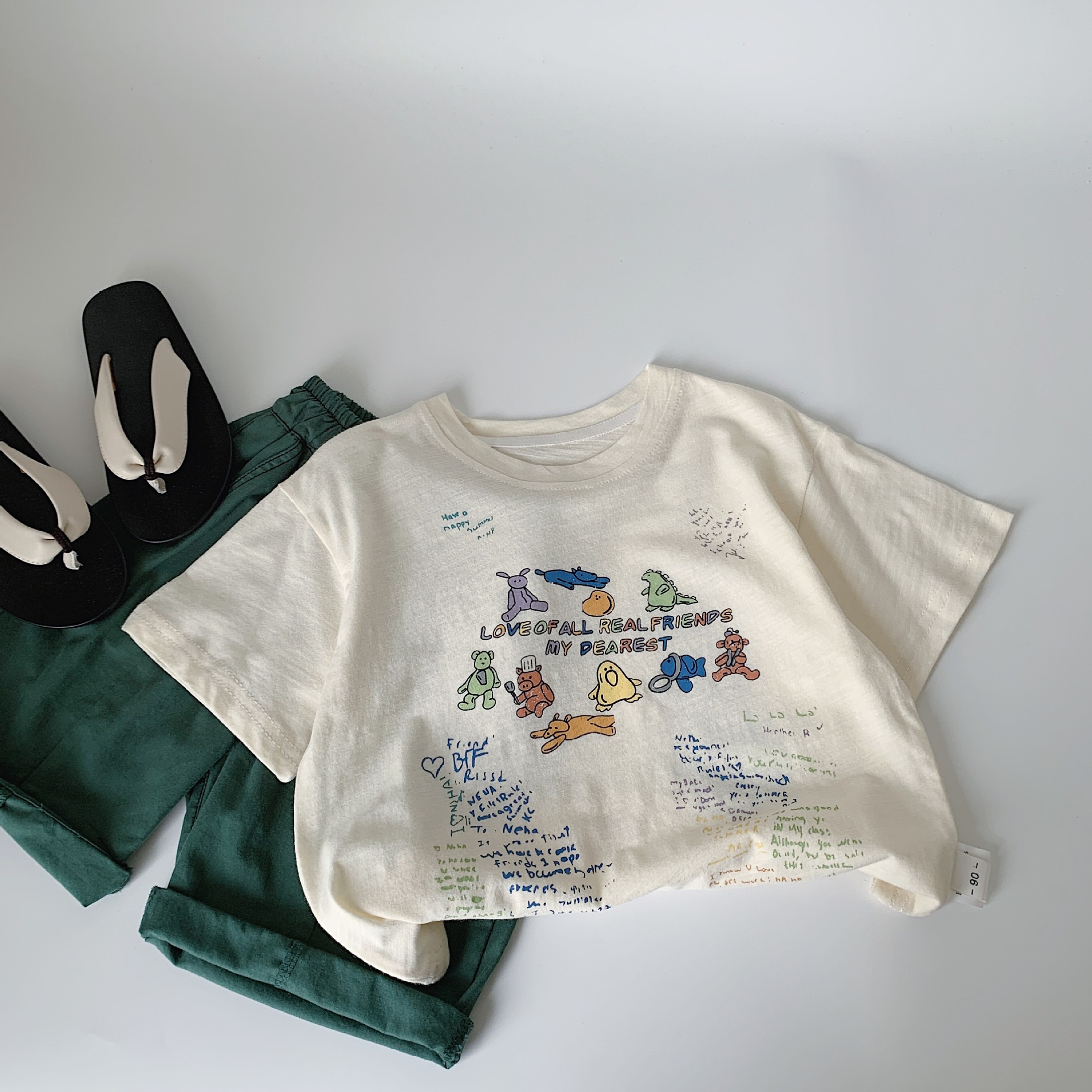 Camiseta de manga corta para niños Maibao Verano Algodón puro 2025 Nueva ropa para niños Tops para niños Media manga Verano delgado