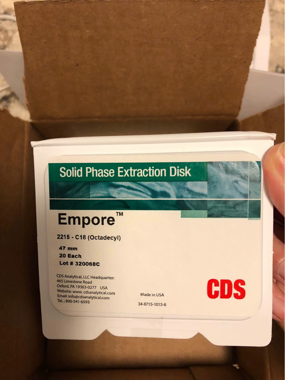 Американская твердофазная диафрагма для извлечения CDS Empore 2215, диск SPEdisk для обнаружения извлечения образцов, 47 мм