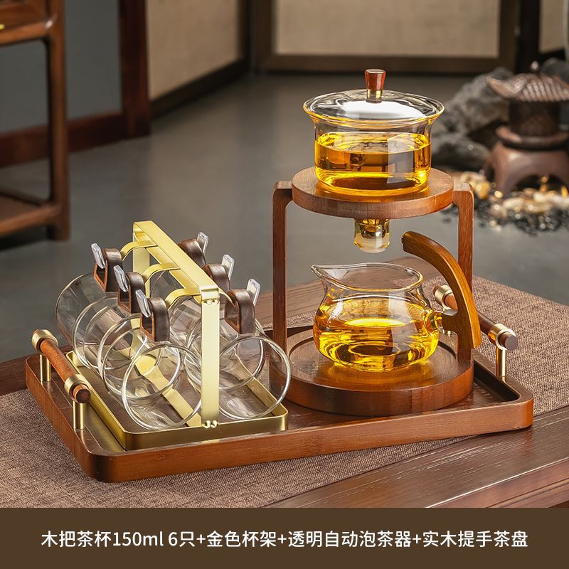 자석 자동 차 메이커 + 나무 손잡이 컵 6개 + 컵 홀더 + 손잡이 트레이