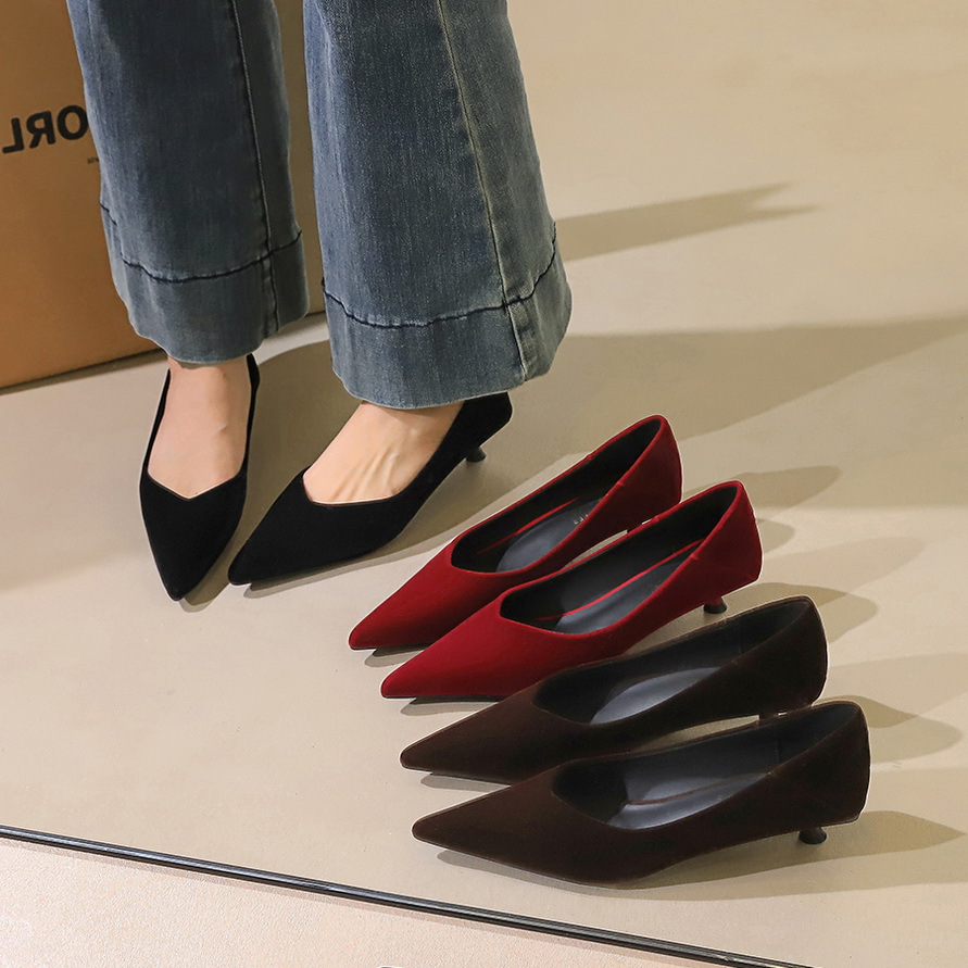 Dames stiletto pumps van suède puntneus instappers comfortabel_voghion.com