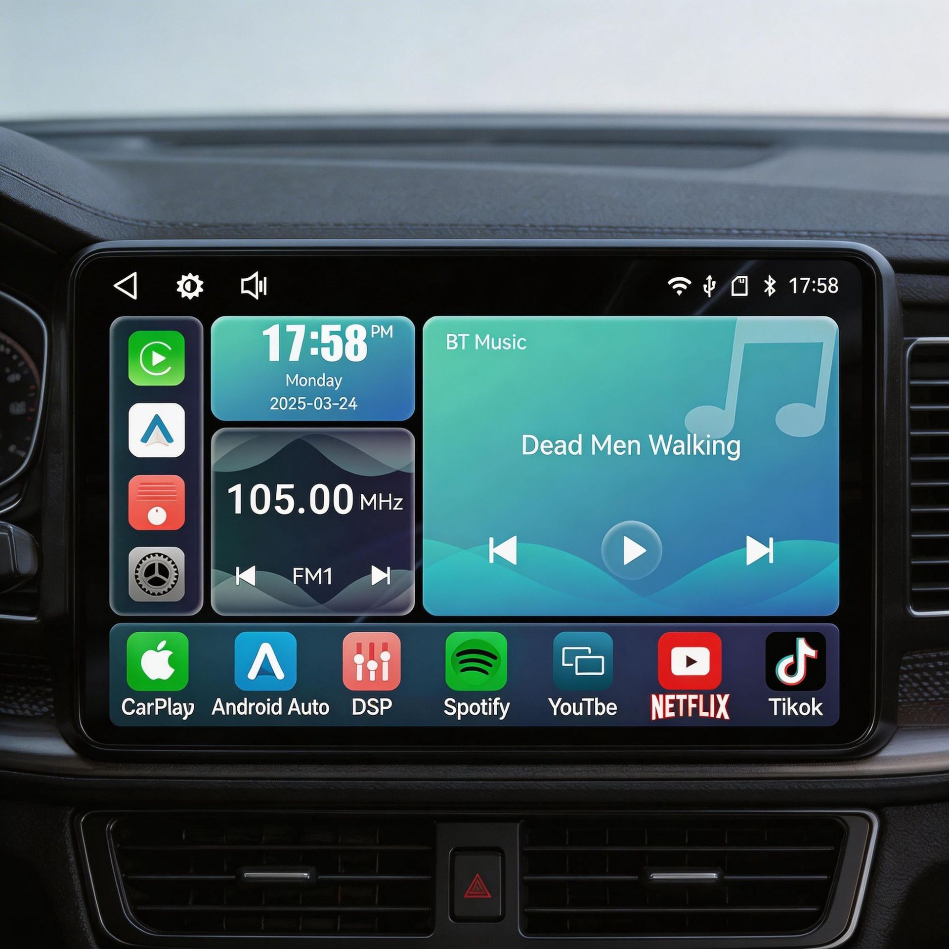Linux Car Central Control System 9/ 10inch Inch Large Screen Car Video Carplay Player Car Central Control Screen