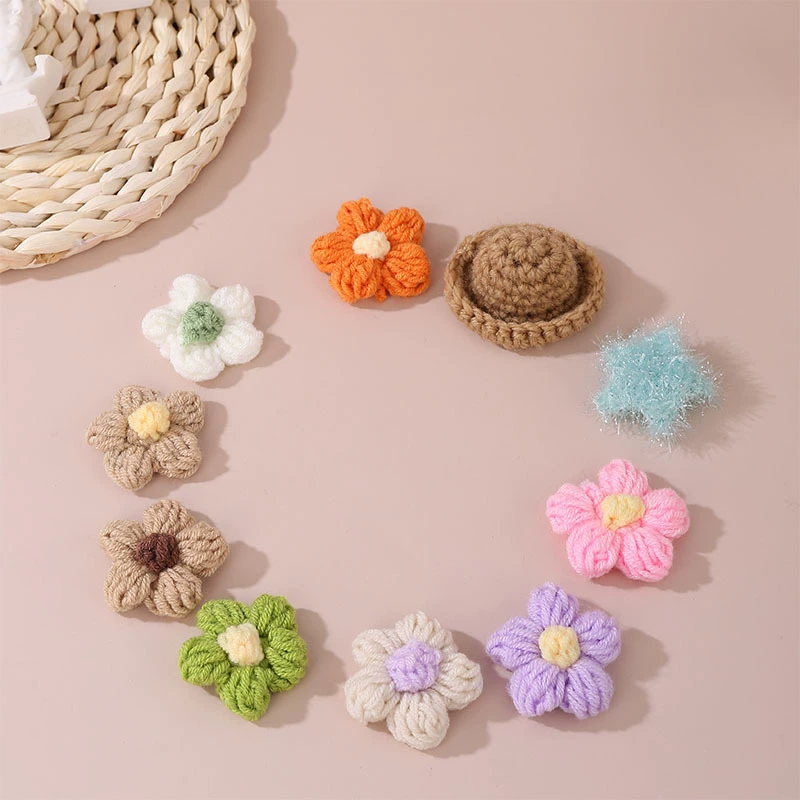 Woven knitted brooch handmade, accessory, accessories, flowered